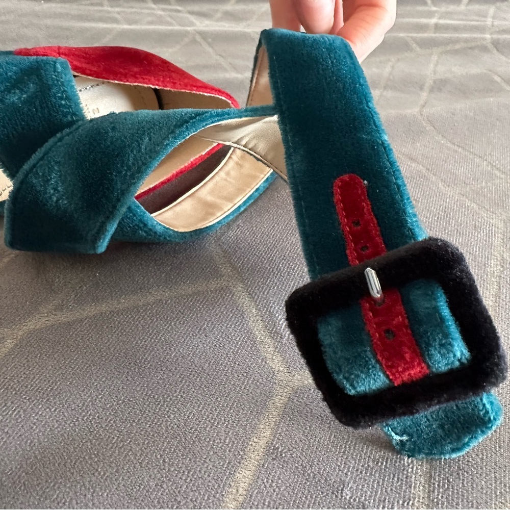 Velvet Colorblock pointed heels - Picture 6 of 11